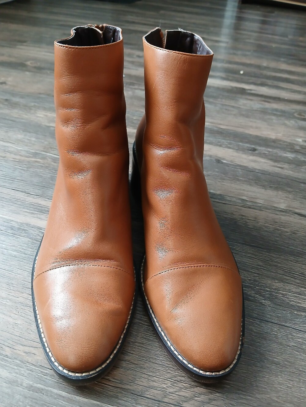 Cole Haan Brown Leather Ankle Booties - Smooth Minimalist Design 9.5 B.